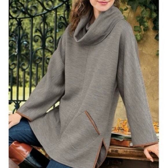 Soft Surroundings Cotswold wool cowl turtle funnel neck pullover tunic M medium - Picture 8 of 8